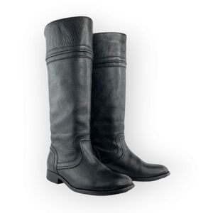 Frye Melissa Trapunto Black Leather Riding Boots